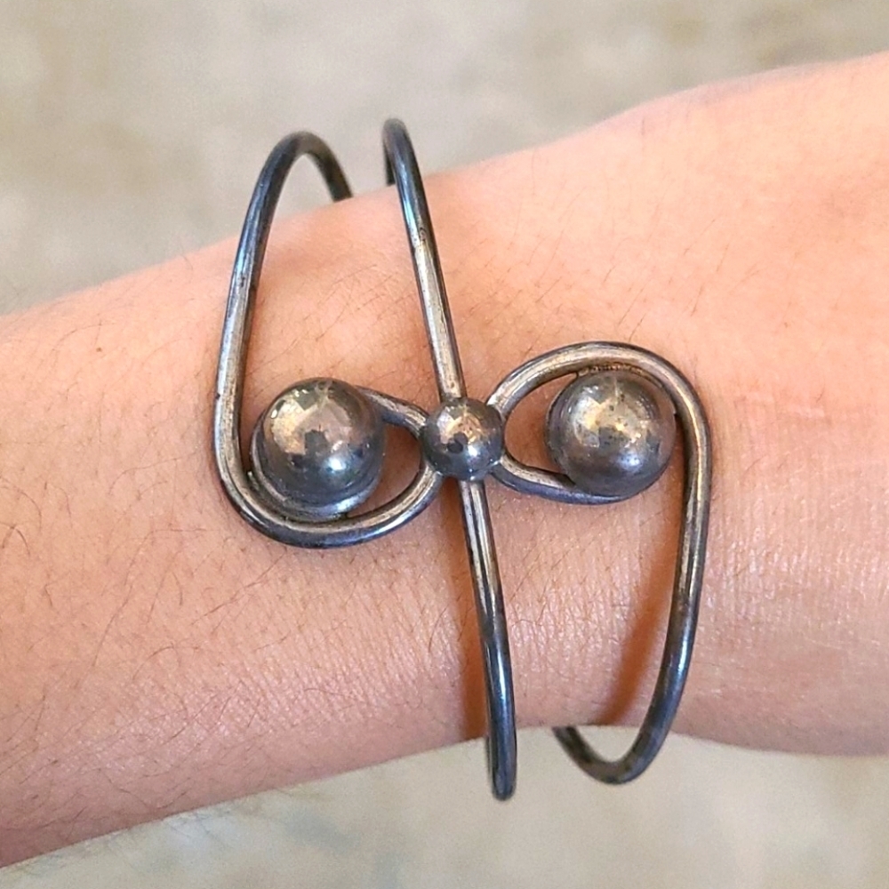 Vintage Sterling Silver Art Deco Cuff Bracelet